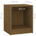 vidaXL Tables de chevet 2 Pièces Marron miel 35 5x33 5x41 5 cm Pin massif