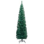 vidaXL Sapin de Noël artificiel mince pré-éclairé/support vert 240 cm