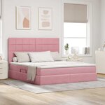 vidaXL Lit avec rangement et matelas Rose 160 x 200 cm Velours