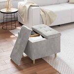 vidaXL Pouf de rangement Gris clair 60 x 60 x 45 cm Velours