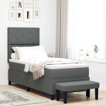 vidaXL Lit Box Spring avec Matelas & Banc Gris Foncé 80x200 cm Tissu