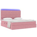 vidaXL Lit avec rangement et LED avec LED Rose 180 x 200 cm Velours