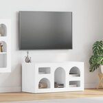 vidaXL Meuble TV Blanc brillant 80 x 35 x 40 cm Bois d'ingénierie
