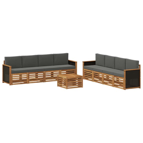 vidaXL Ensemble de canapés d'extérieur 9 pc Naturel et Anthracite