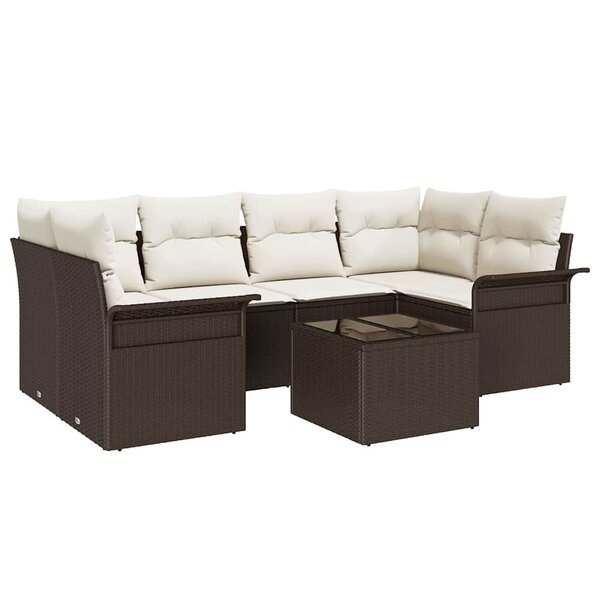 vidaXL Ensemble de canapé de jardin 7 Pièces Marron Poly rotin