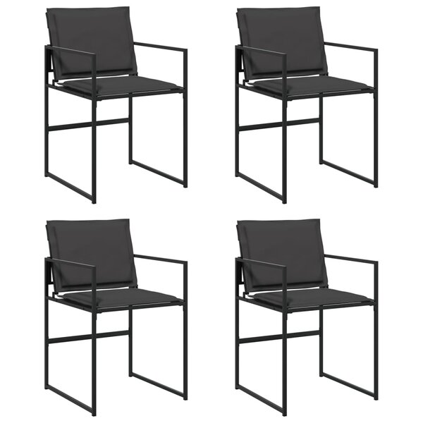 vidaXL Chaises de jardin et coussins lot de 4 noir acier et textilène