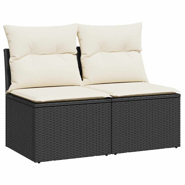 vidaXL Salon de jardin avec coussins 2 Pièces noir résine tressée acacia