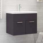 Vidaxl armoire d'évier avec lavabo intégré gris aggloméré