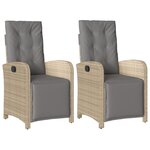 vidaXL Chaises inclinables de jardin lot de 2 avec repose-pied rotin