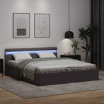 vidaXL Cadre de lit à rangement avec LED Gris Similicuir 180x200 cm