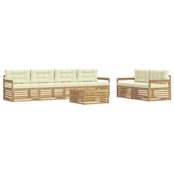 vidaXL Ensemble de canapés d'extérieur 7 pc Blanc et crème Polyester