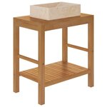 vidaXL Armoire de toilette en teck solide avec lavabo en marbre Crème