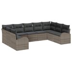 vidaXL Ensemble de canapé de jardin 9 Pièces Gris Poly rotin