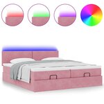 vidaXL Cadre de lit ottoman avec matelas rose 180x200 cm velours