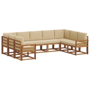 vidaXL Ensemble de canapés d'extérieur 9 Pièces Naturel et Beige