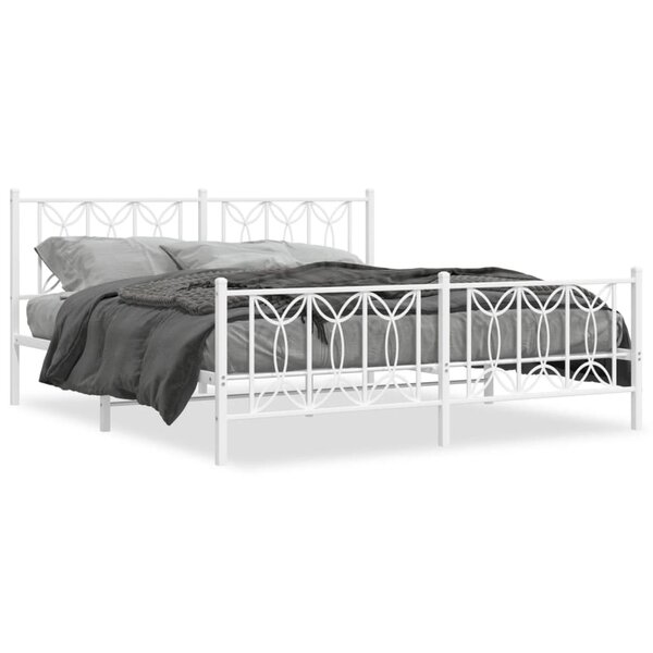 vidaXL Cadre de lit métal sans matelas et pied de lit blanc 180x200 cm