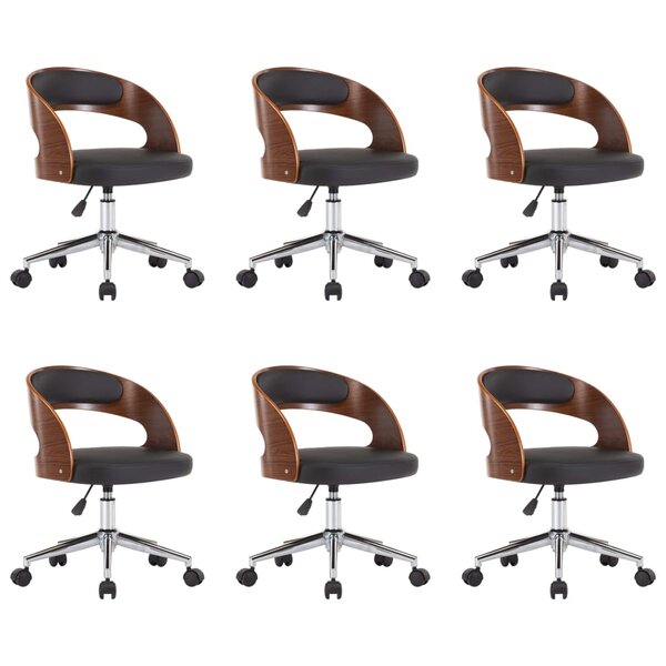 vidaXL Chaises pivotantes à manger lot de 6 bois courbé et similicuir