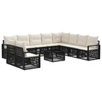 vidaXL Ensemble de canapé de jardin 11 Pièces Noir polyrotin