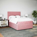 vidaXL Sommier à lattes de lit avec matelas Rose 160x200 cm Velours
