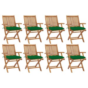 vidaXL Chaises pliables de jardin avec coussins lot de 8 Teck solide