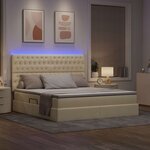 vidaXL Lit avec rangement et LED avec LED Crème 160 x 200 cm Polyester