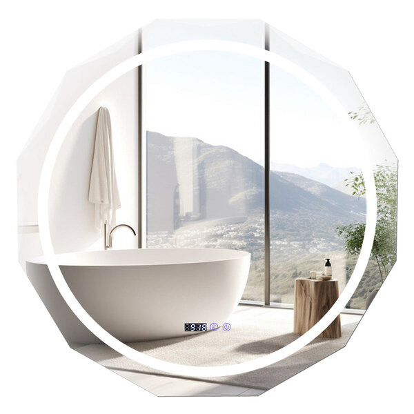 Miroir mural salle de bain 76 x 76 x 3 5 cm antibuée fonction mémoire 3 couleurs design en verre 20_0012847