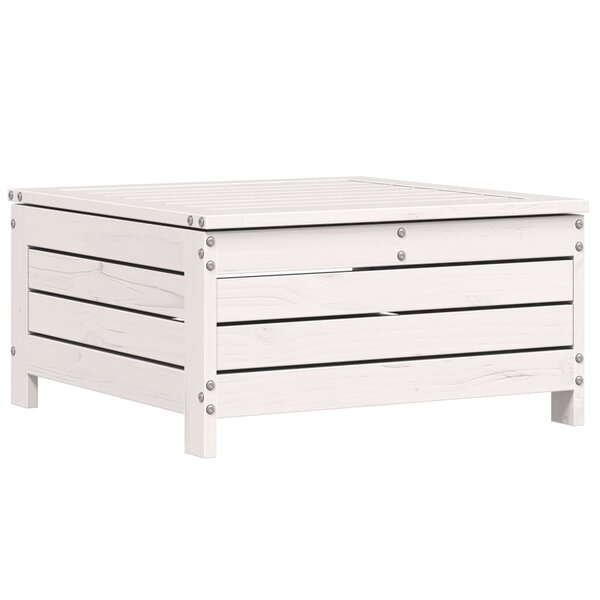 vidaXL Repose-pied de jardin avec coussin blanc bois de pin massif