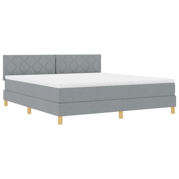 vidaXL Lit à ressort avec matelas & LED gris clair 180x200 cm tissu