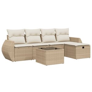vidaXL Salon de jardin avec coussins 6 Pièces beige résine tressée