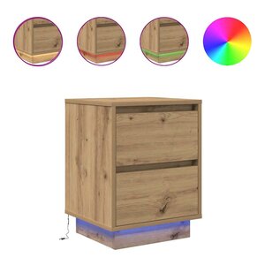vidaXL Armoires de chevet lumières LED 2Pièces chêne artisanal 38x34x50cm