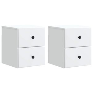vidaXL Cabinet de chevet mural 2 Pièces Blanc 34 5 x 33 x 40 cm