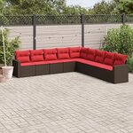 vidaXL Salon de jardin avec coussins 9 Pièces marron résine tressée