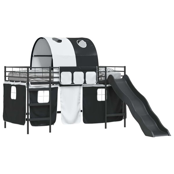 vidaXL Lit mezzanine pour enfants Noir 90 x 200 cm Métал