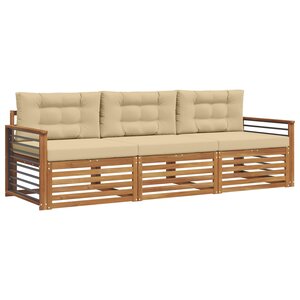 vidaXL Ensemble de canapés d'extérieur 3 pc Naturel et Beige