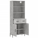 vidaXL Buffet haut Gris béton 69 5x34x180 cm Bois d'ingénierie