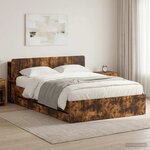 vidaXL Cadre de lit avec rangement Chêne fumé 135 x 190 cm