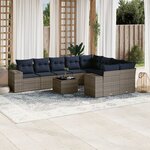 vidaXL Salon de jardin 10 Pièces avec coussins gris résine tressée