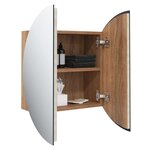 vidaXL Armoire de salle de bain miroir rond et LED Chêne 40x40x17 5 cm