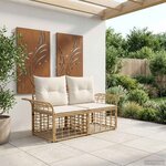 vidaXL Loveseat d'extérieur 2 Pièces Blanc Naturel et Crème polyrotin