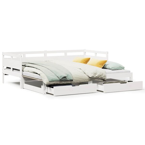 vidaXL Lit de jour avec gigogne et tiroirs sans matelas blanc 90x200cm