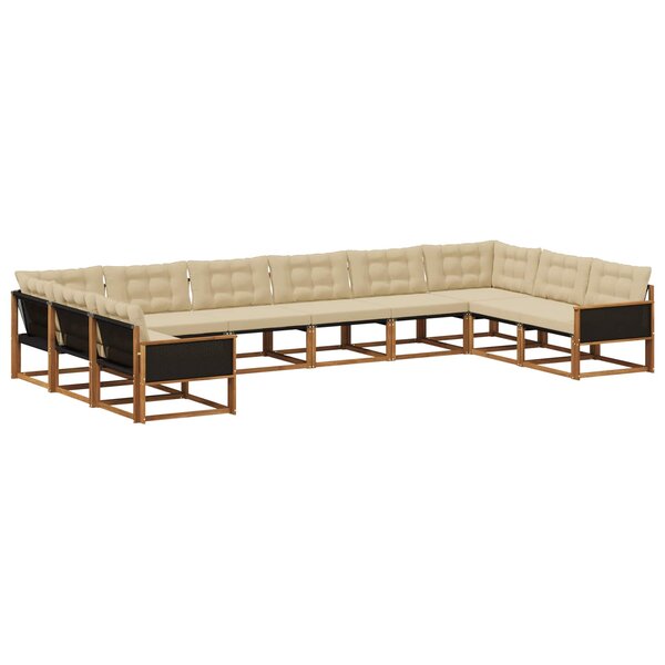 vidaXL Ensemble de canapés d'extérieur 10 pc Naturel et Beige