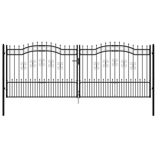 vidaXL Portail et sommet de lance Noir 406x198 cm Acier enduit poudre