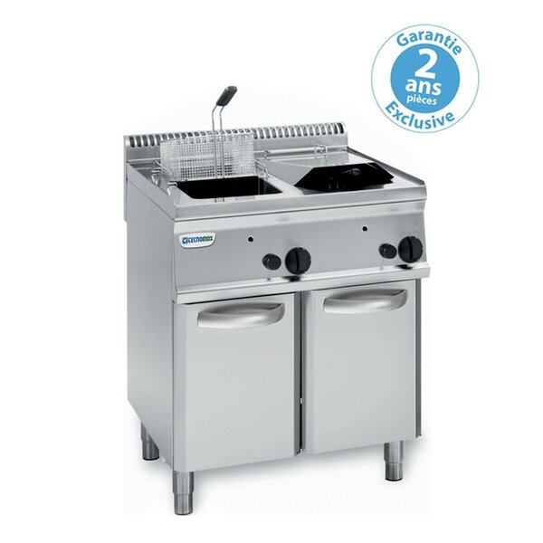 Friteuse sur coffre electrique - 2 x 14 litres - commandes mécaniques - gamme 700 - tecnoinox -  - inox28 700x700x850mm
