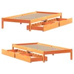 vidaXL Cadre de lit sans matelas cire marron 90x190 cm bois pin massif