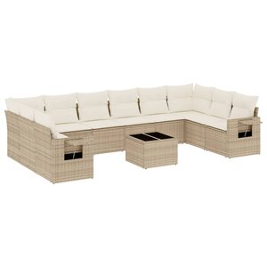 vidaXL Salon de jardin 11 Pièces avec coussins beige résine tressée
