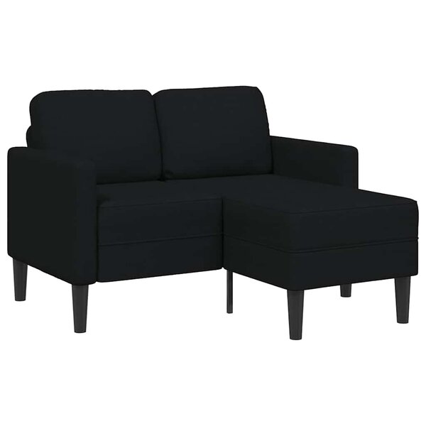 vidaXL Canapé 2 places avec méridienne en L noir 125 cm tissu