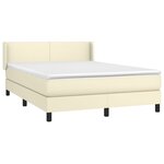 vidaXL Sommier à lattes de lit avec matelas Crème 140x190cm Similicuir