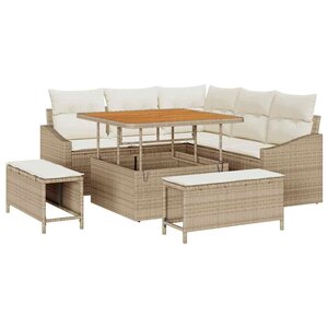 vidaXL Ensemble de canapé de jardin 8 Pièces Beige Poly rotin