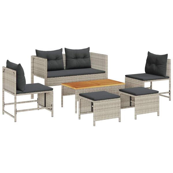 vidaXL Ensemble de canapé de jardin 6 Pièces Gris clair  gris foncé