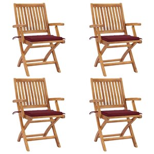 vidaXL Chaises pliables de jardin avec coussins lot de 4 Teck solide